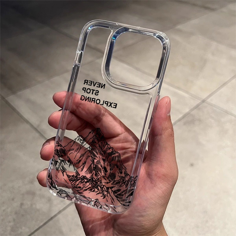 Apple Iphone 15 - غطاء هاتف شفاف ناعم بتصميم خطوط